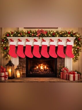 Cable knit Christmas stockings NEW NWT 21 in 8 total red white mantle Xmas decor